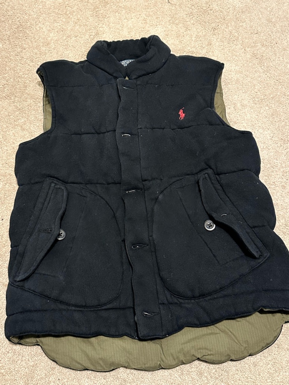 Polo by Ralph Lauren Black Quilted Vest with Red Pony